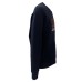 Emporio Armani Felpa Blu Navy in double jersey con maxi logo lettering e logo Aquila Rosso Arancio 