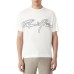 Emporio Armani T-Shirt Bianca a manica corta in jersey in misto cotone e Tencel con maxi logo lettering ricamato 