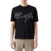 Emporio Armani T-Shirt Blu Navy a manica corta in jersey in misto cotone e Tencel con maxi logo lettering ricamato