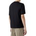 Emporio Armani T-Shirt Blu Navy a manica corta in jersey in misto cotone e Tencel con maxi logo lettering ricamato