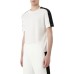 Emporio Armani T-Shirt a manica corta Bianca in jersey di cotone e misto Tencel con bande in nastro sulle spalle con logo lettering