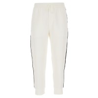 Emporio Armani Pantalone jogger Bianco in double jersey con bande laterali con logo lettering