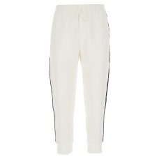 Emporio Armani Pantalone jogger Bianco in double jersey con bande laterali con logo lettering