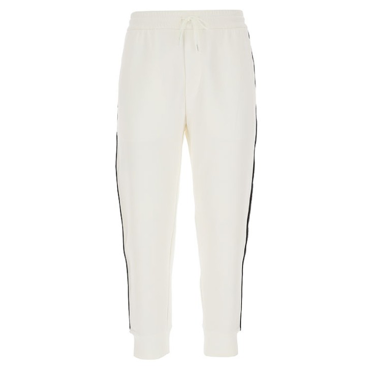 Emporio Armani Pantalone jogger Bianco in double jersey con bande laterali con logo lettering
