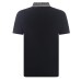 Emporio Armani Polo Blu Navy a manica corta in jersey di cotone con ricamo micro eagle 