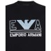 Emporio Armani Felpa Blu Navy in double jersey con maxi logo lettering e logo Aquila Azzurro