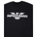 Emporio Armani Felpa Nera con maxi patch logo Aquila e logo lettering