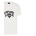 Emporio Armani T-Shirt Bianca a manica corta in jersey misto Tencel con maxi patch logo Aquila e logo lettering