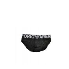 Emporio Armani Slip nero in cotone con vita elastica e logo lettering 1108141P72500020