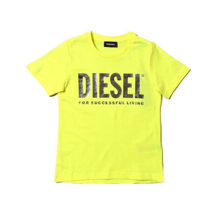 Diesel T-shirt a girocollo Giallo Fluo con logo lettering