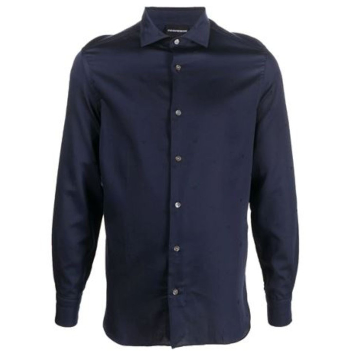Emporio Armani Camicia blu navy REGULAR FIT con logo Aquila All Over