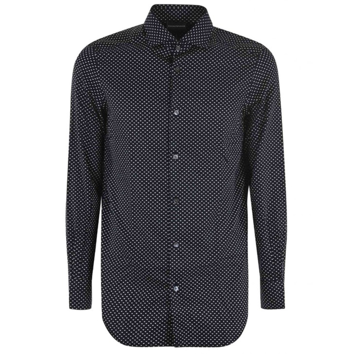 Emporio Armani Camicia REGULAR FIT Blu con stampa eagle All Over da Uomo