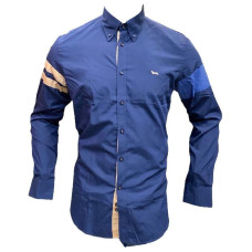 Harmont&Blaine  Camicia blu in cotone da uomo con logo 