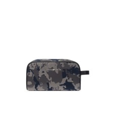 Emporio Armani Beauty Case in tessuto jacquard camouflage Blu Navy/Black