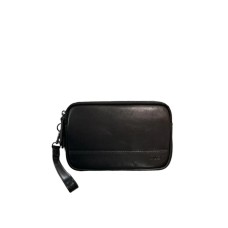 4US POCHETTE NERA DA UOMO CON DOPPIA ZIP 