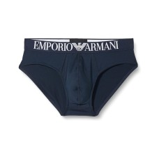 Emporio Armani  Slip blu modal  con vita elastica e logo lettering 