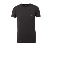 Emporio Armani T-shirt nera a manica corta con logo Aquila nella parte anteriore