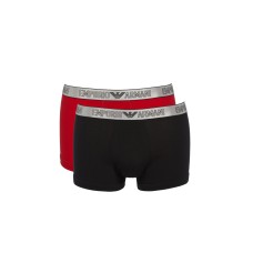 Emporio Armani Set 2 Boxer black/red in cotone stretch con vita elastica e logo lettering