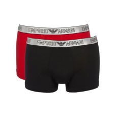 Emporio Armani Set 2 Boxer black/red in cotone stretch con vita elastica e logo lettering