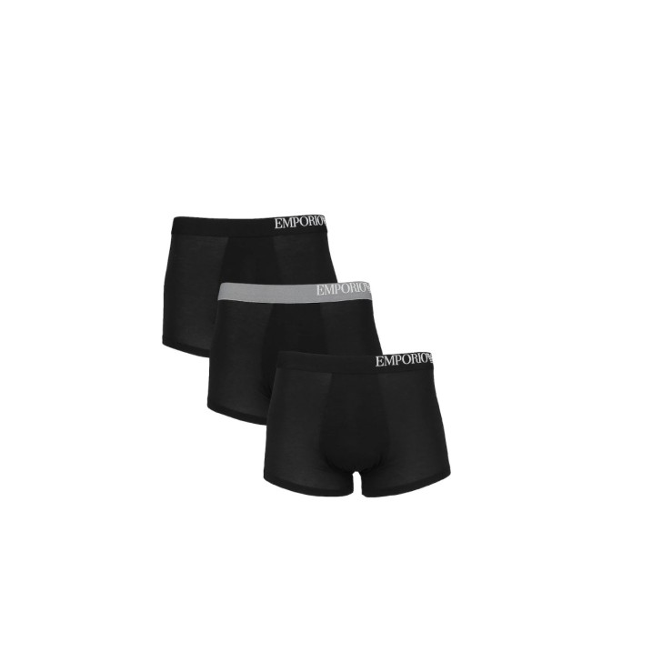 Emporio Armani Set 3 Boxer Black in cotone stretch con vita elastica e logo lettering