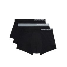 Emporio Armani Set 3 Boxer Black in cotone stretch con vita elastica e logo lettering