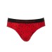 Emporio Armani Set 3 Slip NERO/ROSSO/NERO in cotone stretch con vita elastica e logo lettering 