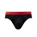 Emporio Armani Set 3 Slip NERO/ROSSO/NERO in cotone stretch con vita elastica e logo lettering 