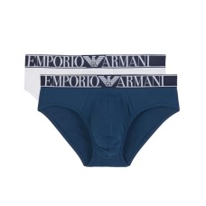 Emporio Armani Set 2 Slip in cotone elasticizzato vita elastica con logo lettering.