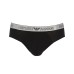 Emporio Armani Set 2 Slip black/black in cotone stretch con vita elastica e logo lettering