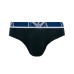 Emporio Armani Set 3 Slip Blu in cotone stretch con vita elastica e logo bold monogram 