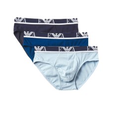 Emporio Armani Set 3 Slip in cotone stretch con vita elastica con logo bold monogram