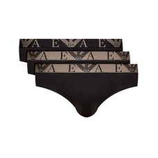 Emporio Armani Set 3 Slip in cotone elasticizzato vita elastica con logo bold monogram