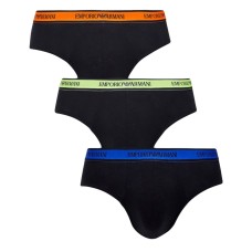 Emporio Armani Emporio Armani Set 3 Slip in cotone stretch con vita elastica e logo lettering 1117342F71773320