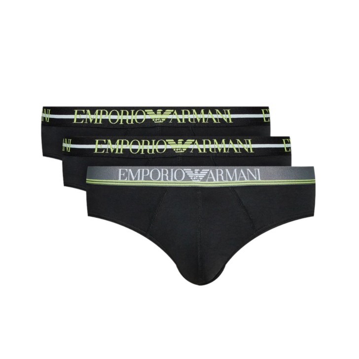Emporio Armani Emporio Armani Set 3 Slip in cotone stretch con vita elastica e logo lettering