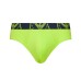 Emporio Armani Set 3 Slip in cotone elasticizzato vita elastica con logo bold monogram RUGGINE/LIME/BLU