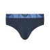 Emporio Armani Set 3 Slip Blu in cotone elasticizzato vita elastica con logo bold monogram
