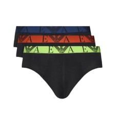 Emporio Armani Set 3 Slip in cotone elasticizzato vita elastica con logo bold monogram