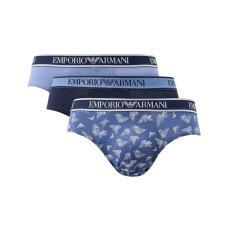 Emporio Armani Set 3 Slip in cotone stretch con vita elastica e logo lettering