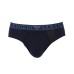 Emporio Armani Set 3 Slip OXFORD/INDIGO/MARINE in cotone stretch con vita elastica e logo lettering 