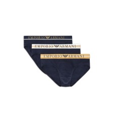 Emporio Armani Set 3 Slip in Cotone stretch con vita elastica e logo lettering