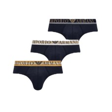 Emporio Armani Set 3 Slip in Cotone stretch con vita elastica e logo lettering