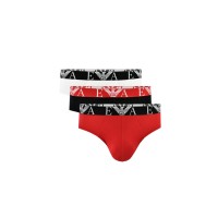 Emporio Armani Set 3 Slip Black/White/red  in cotone elasticizzato vita elastica con logo bold monogram