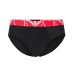 Emporio Armani Set 3 Slip Black in cotone elasticizzato vita elastica con logo bold monogram
