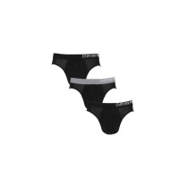 Emporio Armani Set 3 Slip black in cotone stretch con vita elastica e logo lettering