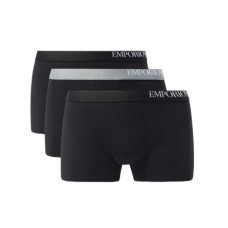 Emporio Armani Set 3 Boxer black in cotone stretch con vita elastica e logo lettering