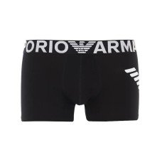 Emporio Armani Boxer in cotone elasticizzato nero con vita elastica e logo lettering