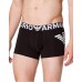 Emporio Armani Boxer in cotone elasticizzato nero con vita elastica e logo lettering