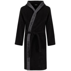 EMPORIO ARMANI ACCAPPATOIO UOMO NERO CON BANDE A CONTRASTO