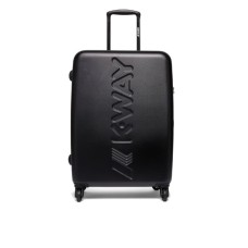 K-Way  Trolley medium rigido nero unisex con maxi stampa logo K-Way 