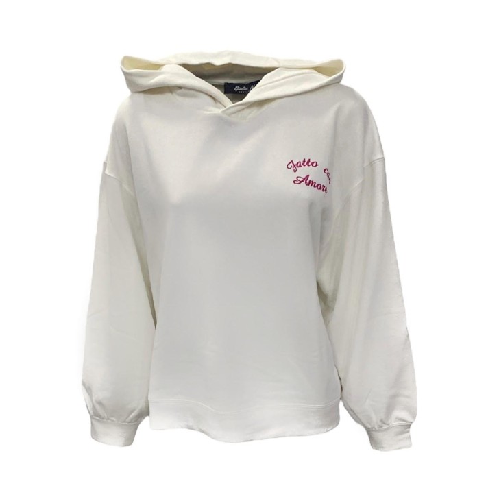 Giulia N Couture Felpa bianca con cappuccio 